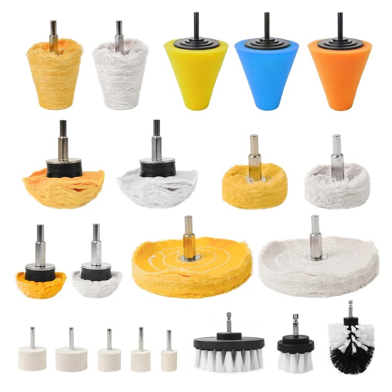 Unicaravan Aluminum Wheel Polishing Kit for Drill Buffing Wheel for Car Motorcycle Wheel Rim Manifold Polishing for Stainless Steel Chrome Wood Plastic Ceramic Glass Woods Machine Jewelry etc 21PCS - Image 1